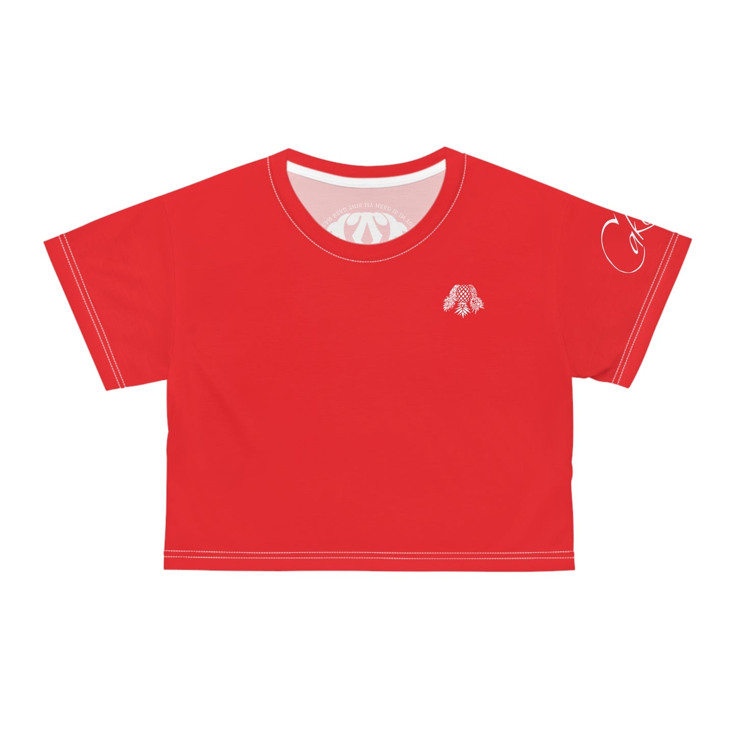 Red Velvet Positional Brazen Message Cropped Graphic Signaling Tshirt