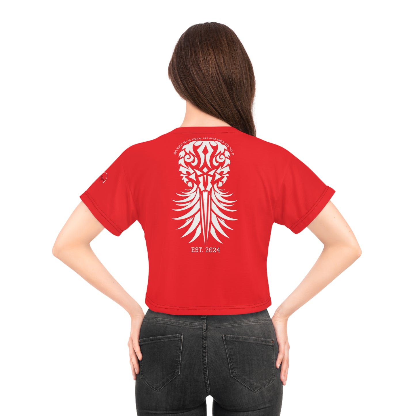 Red Velvet Positional Brazen Message Cropped Graphic Signaling Tshirt