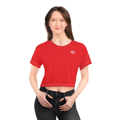 Red Velvet Positional Brazen Message Cropped Graphic Signaling Tshirt
