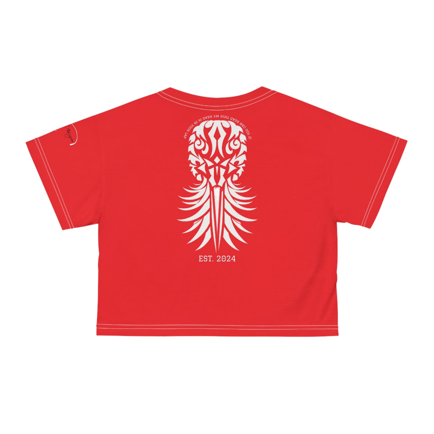 Red Velvet Positional Brazen Message Cropped Graphic Signaling Tshirt