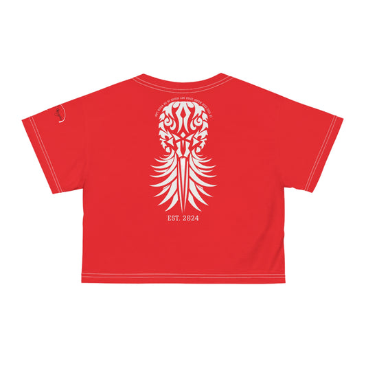 Red Velvet Positional Brazen Message Cropped Graphic Signaling Tshirt