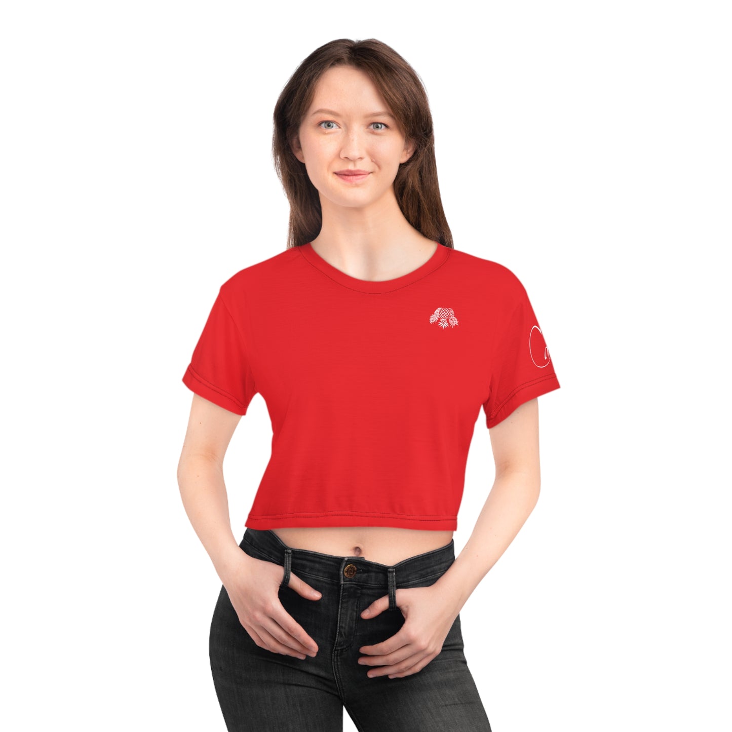 Red Velvet Positional Brazen Message Cropped Graphic Signaling Tshirt