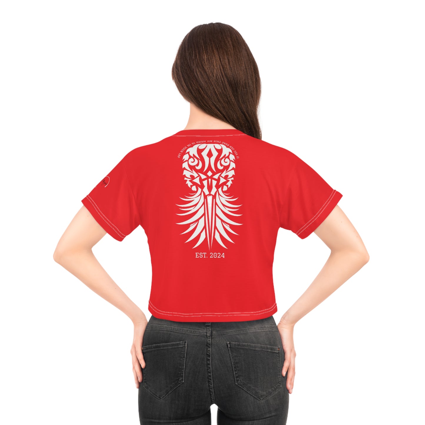 Red Velvet Positional Brazen Message Cropped Graphic Signaling Tshirt